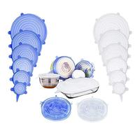 Silicone stretch Coprivivande coperchi varie dimensioni riutilizzabili durevole e espandibile silicone Bowl Lids food Saver Covers,Blue-6 Pack