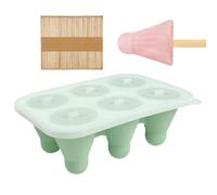 silicone sul set di dello stelo - del ghiaccio riutilizzabile | MACCHINA ICE con bastoncini di legno | Formas di silicone con 6 griglie, facile demarcazione per snack estivi a casa ba