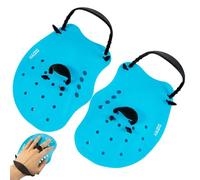 Silicone Swim Hand Paddles Webbed Gloves - S Or M Size Orange Blue - Half Palm Freestyle Training Aid For Men Women Kids - Snorkeling Flipper Hand