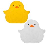 Silicone Tappetino Scrub Piedi Doccia a Forma di Anatra, 2 Pezzi | Zone Massaggianti e Ventose, per Suole e Dita in Doccia o Vasca, Stile Piccolo Anatroccolo Giallo