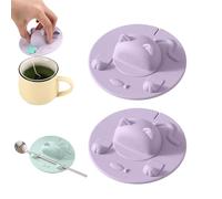 Silicone Tea Bag Holder Mug Topper, Cat-Designed Cup Silicone Cup Covers, 4 Inch Silicones Tea Bag Holder & Squeezer With Teas Bags Holders Mug Lid, For Coffee Milk Teas (Purple*2)