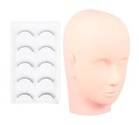 Silicone Testa Manichino Set per Extension Ciglia Beige | Simulazione Realistica, Superficie Liscia, Accessori per Pratica, Adatta a Formazione Estetica e Parrucchieri