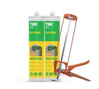 Silicone trasparente 280 ml 2 pz con pistola per cartuccia Bianco