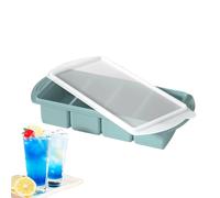 Silicone Tray, Freezer Tray, 11.81x5.12x2.2 Inches, Compact Shape 4 Cavity Leak Proof Container with Lid, Kitchen Tool for Meal Prep, Juice, Whiskey, Wine and Cocktails Use