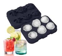 Silicone tray, Soft maker, Ice ball maker, molds with lid, Easy release ice maker, 6 cavity ice tray, Whiskey ice cubes, Cocktail ice molds, Flexible ice maker,