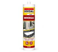 Silicone universale trasparente per interno ed esterno, sigillante acetico elastico resistente UV e muffa, adesione su vetro ceramica legno e carpenteria, cartuccia 300 ml (bianco)