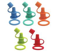 Silicone Water Bottle Top - Universal Reusable Spill Proof Lid Set | Portable Bottle Spout Caps, Beverage Toppers | Kids Sippy Lids for Juice Milk Water Picnic Travel Camping Hiking