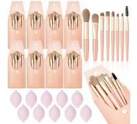 SiliFine Kit da trucco da 20 pezzi, 10 pennelli da trucco con sacchetti e 10 spugne per il trucco, rosa principessa, set per donne e ragazze, casa, viaggi, viaggi di lavoro, souvenir per feste