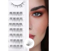 Siligli - Ciglia naturali occhio di gatto, miste, 10-13 mm, curvatura a D, pre-mappate, per sinistra e destra, extension per ciglia singole a ciuffetto, fascia sottile, 8 paia