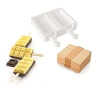 Silikomart Set GEL02-SET 2 Easy Cream CHOCOSTICK Stampi, Silicone, Bianco