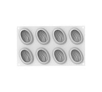 silikomart Stampo in Silicone Caffè 110 Accessori Professionali per Cucina e Pasticceria con Cutter ABS, 8 Cavità da 110 ml, Forma Chicco di Caffè