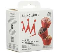 silikomart 25.420.01.0165-6 stampi per cupcake a forma rotonda, in silicone, 6,8 x 6,8 x 3,2 cm, colore: Rosso