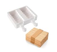 silikomart | GEL04 Stampo in Silicone per Gelati TANGO, Antiaderente, 2 Gelati a Spirale, Confezione da 1 Stampo + 50 Stecchi in Legno, Easy Ice Cream, 92 x 45 h 27,5 mm, Volume 180 ml, Made in Italy