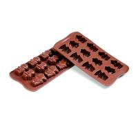 silikomart | SCG18 Stampo in Silicone per Cioccolatini ROBOCHOC, Antiaderente, 12 Cioccolatini, 3 Forme, Confezione da 1 Stampo per Dolci, Easy Choc, 39,5 x 26,7 mm - 37.7 x 27.6 mm - 33.6 x 29.7 mm, h 16 mm, Made in Italy