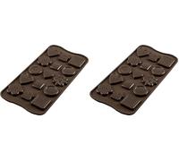 silikomart | SCG29 Stampo in Silicone per Cioccolatini CHOCO BOTTOM, Antiaderente, 15 Cioccolatini, Confezione da 2 Stampo per Dolci, Easy Choc, Ø 35 h 36 mm, Made in Italy