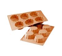 Silikomart | SF035 Stampo in Silicone per Monoporzioni BRIOCHETTE, Antiaderente, 6 Monoporzioni, Confezione da 1 Stampo per Dolci, Ø 79 h 30 mm, Made in Italy