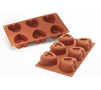 silikomart | SF124 Stampo in Silicone per Monoporzioni PASSION, Antiaderente, 6 Cuori, Confezione da 1 Stampo per Dolci, 69,5 x 72 mm, h 39,5 mm, Made in Italy