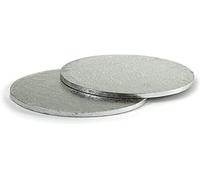 Silikomart | Sottotorta Rotondo in Cartone Rigido Rivestito, Colore Silver, Misure Ø200 mm