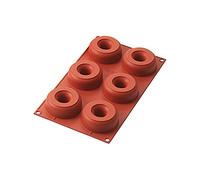Silikomart | Stampo in Silicone per Monoporzioni DONUTS, Antiaderente, 4 Cavità, Confezione da 10 Stampi per Dolci, Ø 75 h 28 mm Volume 6 x 98 ml Tot. 588 ml