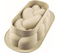 silikomart | Stampo in Silicone per Torta Moderna TRECCIA, Antiaderente, Confezione da 3 Stampi con Safe Ring, 288 x 156 mm, h 83 mm, Volume 2,1 l, Made in Italy