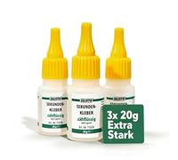 SILISTO 3 X 20 G colla istantanea estremamente forte tenuta Top della qualità, 3 pezzi, trasparente, 71024