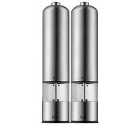 SILIT Set di 2 macinasale e pepe elettrico | acciaio inox | macina in ceramica - spessore macinino regolabile | illuminazione a LED con batterie incluse