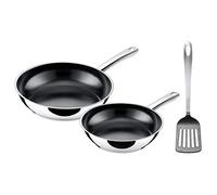 Silit Talis - Set di 3 padelle con spatola, padella 24, 20 cm, padella a induzione, rivestimento in acciaio inox, resistente al forno