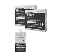 Silium Cosmetici - 2 Box Kit Effetto Botox, trattamento mensile riparatore per capelli sfibrati con acido ialuronico e macadamia con shampoo travel size omaggio effetto botox