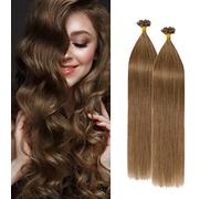 Silk-co 45cm Extension Capelli Veri Cheratina 100 Ciocche #6 Marrone Chiaro U-Tip Allungamento 100g Capelli Naturali Lisci Bonding Remy Hair Extension
