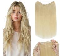 Silk-co 45cm - Extension con Filo Invisibile Capelli Veri Lisci 65g Fascia Unica Remy Human Hair Wire in Extension - 613 Biondo Sbiancante