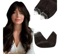 Silk-co 60cm Microring Extension Capelli Veri 100 Ciocche #1B Nero Naturale 50g Remy Human Micro Loop Hair Extension Anelli
