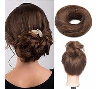 Silk-co Ciambella per Chignon Extension Capelli Veri Lisci Elastico Voluminoso Coda Magic Hair Bun Updo Crocchia 17g #4 Marrone Cioccolato