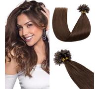 Silk-co Extension Capelli Veri Cheratina 100 Ciocche 50g #4 Marrone Cioccolato U Tip Bonding Hair Extension Keratina 40cm Capelli Umani