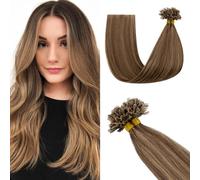 Silk-co Extension Cheratina Capelli Veri 100 Ciocche 50cm #4P27 Marrone Medio & Biondo Scuro Remy Hair Extension U Tip Keratina Capelli Lisci Naturali 50g/Pack