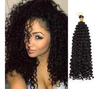 Silk-co Extension Trecce Africane Capelli Water Wave - Nero Naturale - 35cm Un Pezzo Uncinetto Braids Braiding Ondulato 100g