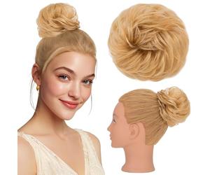 Silk-co Grande Chignon Finto per Capelli Ricci 45g Chignon Capelli Veri Umani Naturali Coda Extension per Donna, Biondo Naturale
