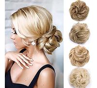 Silk-co Postiche Chignon Postiche Coda di Cavallo Ondulato Extension Chouchou Chignon Capelli Sintetici Faux Chignon 40G, Marrone Sabbia a Biondo Molto Chiaro