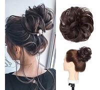 Silk-co Postiche Chignon Postiche Coda di Cavallo Ondulato Sintetico Faux Chignon Spesso Chouchou Castano