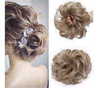 Silk-co Posticticcio Chignon Posticticcio Coda di Cavallo Ondulato Sintetico Faux Chignon Spesso Chouchou Biondo Platino
