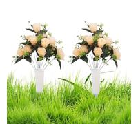 Silk Grave Ornament, Realistic Artificial Plants, 2.00x2.00 Pieces Bouquet with Life-like Design, Memorial Silk Flower Set, Cemetery Decor with Traditional Style, Funeral Gravesite for Memorial Day
