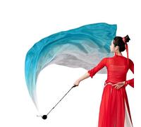 Silk Poi | Bandiere per danza con palle oscillanti veli di seta | Bandiere colorate per adorazione, velo per pancia sfumato Poi per chiesa, palcoscenico, spettacoli tribali