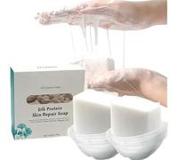 Silk Protein Skin Repair Soap, Goat Milk Soap Bars, Deep Cleansing Oil Control Moisturizing, Natural and Organic Ingredients, for All Skin Types, 100g. (2pcs)