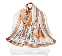 Silk Scarf da donna Shawl White Scarf Stain Neckerchief Head Wraps Thin Scarf Ladies Beach Shawl Vintage Painting Bridal Belt Chiffon Scarf Muslim Colorful Cloth Christmas Decorations Scarf Kaki