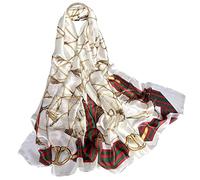 Silk Scarf da donna Shawl White Stain Neckerchief Head Wraps Thin Ladies Beach Shawl Vintage Painting Bridal Belt Chiffon Scarf Muslim Colorful Cloth Christmas Decorations Scarf Chain, Catena bianca
