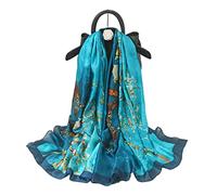 Silk Scarf Women Shawl Blue Scarf Stain Neckerchief Head Wraps Thin Scarf Ladies Beach Shawl Vintage Painting Bridal Belt Chiffon Scarf Muslim Colorful Cloth Christmas Decorations Scarf blu cielo