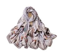 Silk Scarf Women Shawl Grey Neckerchief Head Wraps Thin Chiffon Ladies Beach Shawl Vintage Painting Bridal Belt Muslim Colorful Cloth Christmas Decorations White