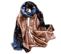 Silk Scarf Women Shawl Stain Neckerchief Long Head Wrap Thin Scarf Lady Hijab Belt Vintage Painting Bridal Shawl Chiffon Scarf Muslim Colorful Cloth floral silk scarf Chain Blue/Brown 180 * 90CM