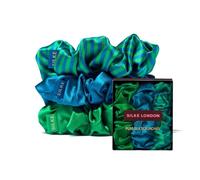 SILKE London - Seta Grande Scrunchies : Isla - Verde, Blu, Verde/Blu Stripe