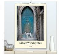 Silken Windsprites - Zwei Windhunde erobern die Lagunenstadt Venedig (hochwertiger Premium Wandkalender 2026 DIN A2 hoch), Kunstdruck in Hochglanz: Zwei Windhunde auf Tour durch Venedig