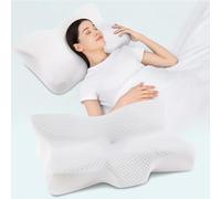 Silkena Cuscino Cervicale per Dormire,Cuscino Memory Foam,Cuscino Traspirante,Adatto a Chi Dorme sul Fianco,Sulla Schiena o Sullo Stomaco,Federa Rimovibile (Bianco)